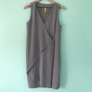 Miilla Clothing Sleeveless V-Neck Surplice Sheath Knee Length Dress, Slate Blue.